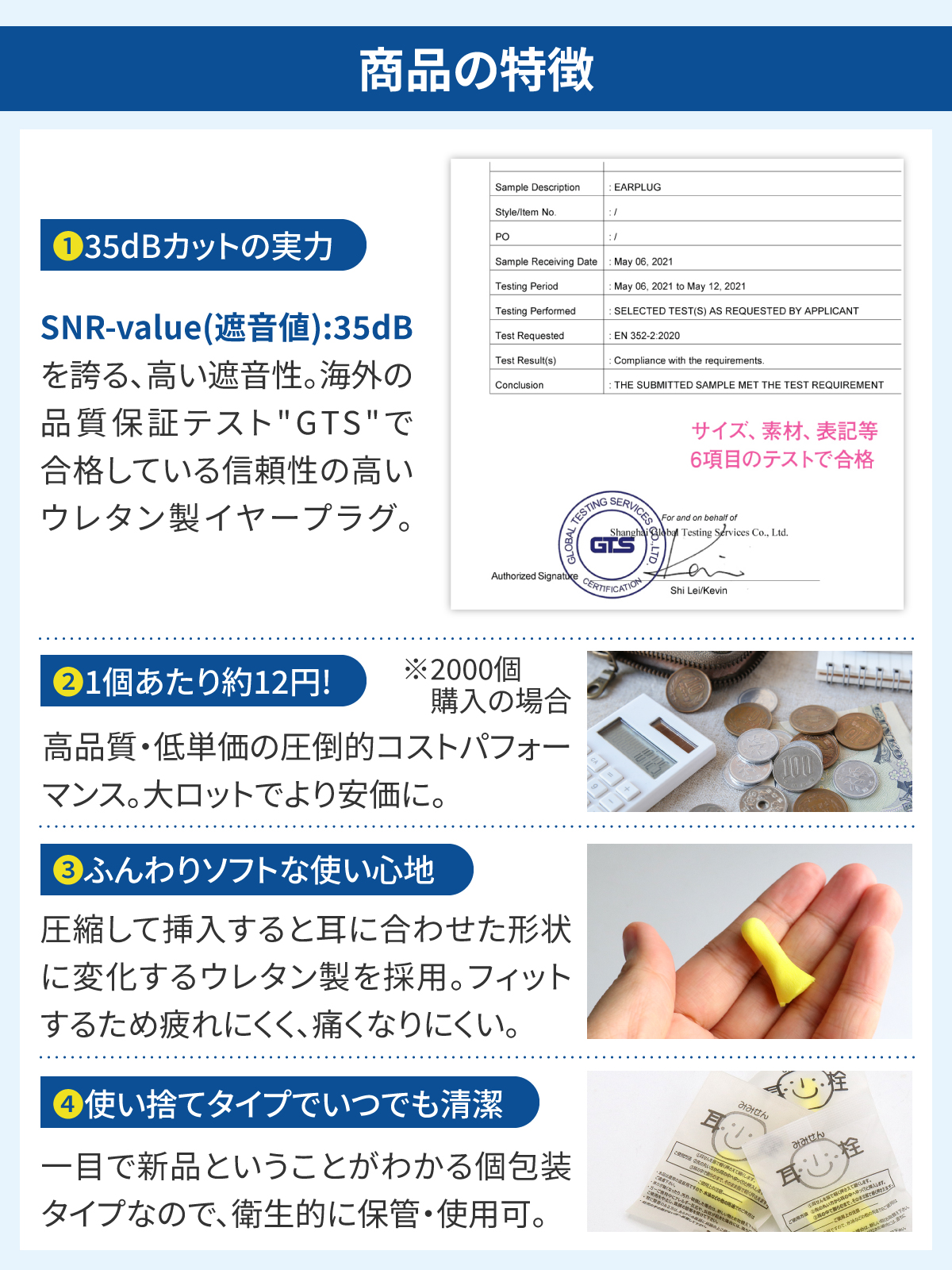 ソフト耳栓 個包装のイメージ