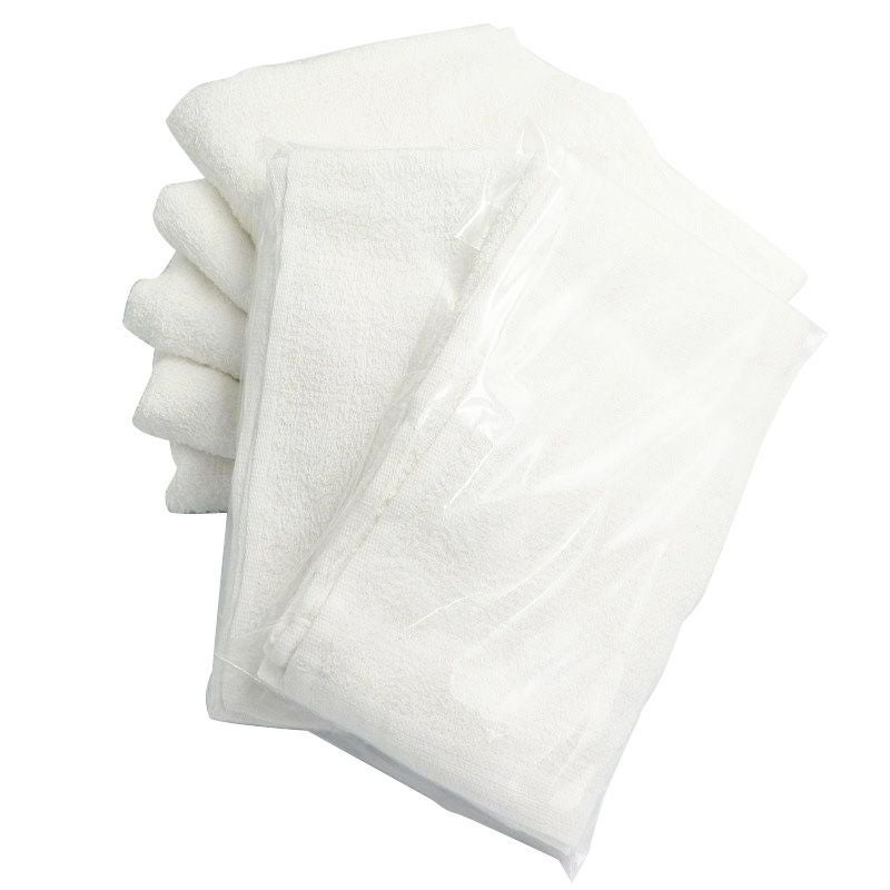 160匁(340×860mm)フェイスタオル 白無地 ポリ袋入り 300枚