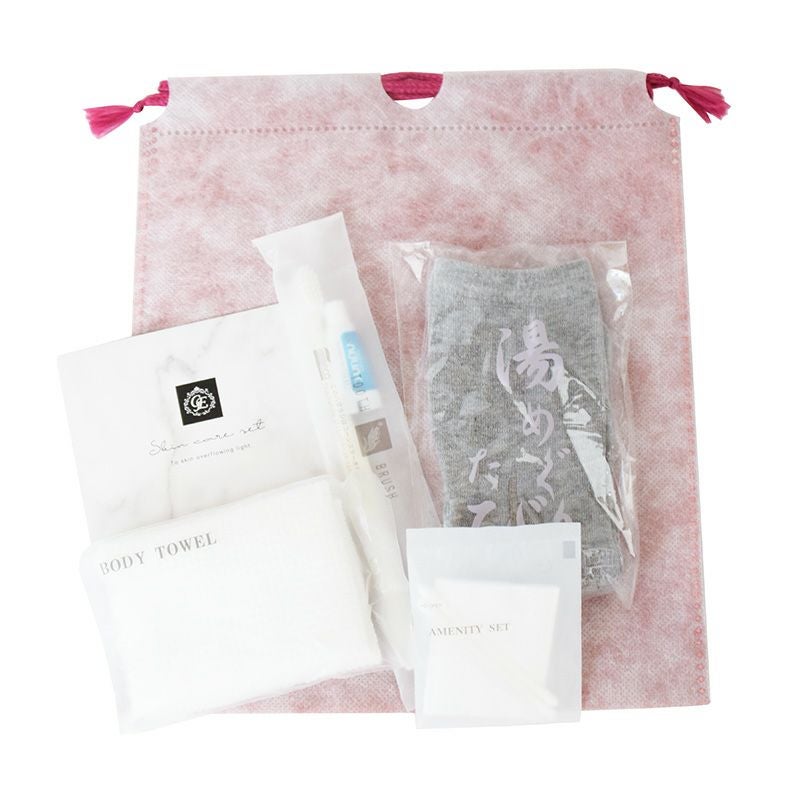エコ素材使用】足袋入りアメニティセット 和紙風巾着袋 女性用 100組